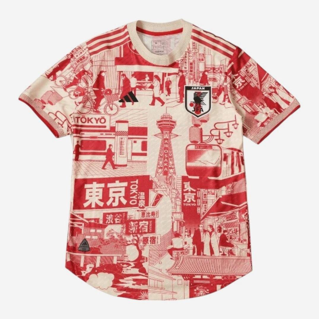 The Retro1999 Japan 2023 Tokyo Special Edition Shirt showcases city scenes, landmarks, street signs, and people in a collage style, finished with the Japan crest on the chest.